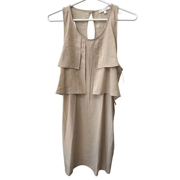 Glam Dresses | Glam Sleeveless Layered Shift Dress Size Small Scoop Neck Beige Neutral Cocktail | Color: Tan | Size: S | Thefinerie's Closet